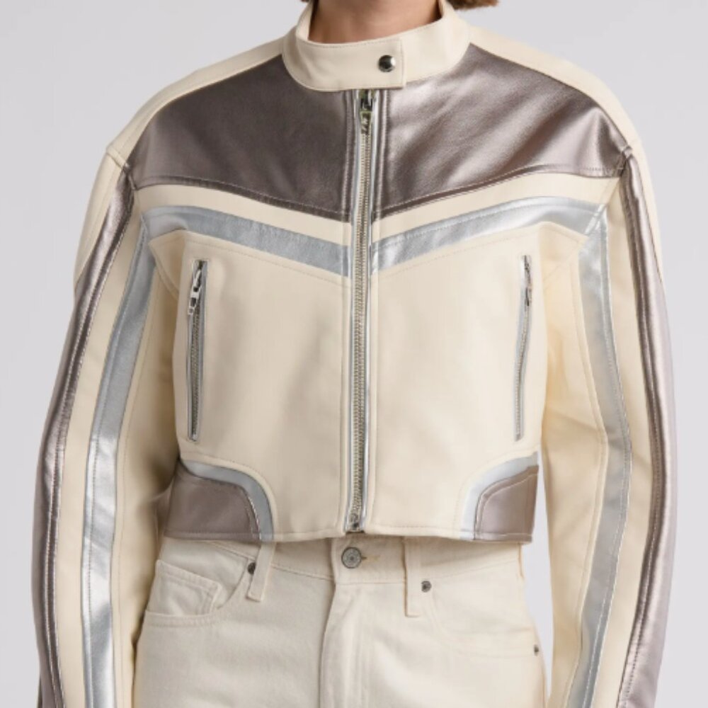 NWT BLANKNYC Blank NYC Time Traveler Faux Leather Crop Racer Jacket sz XS